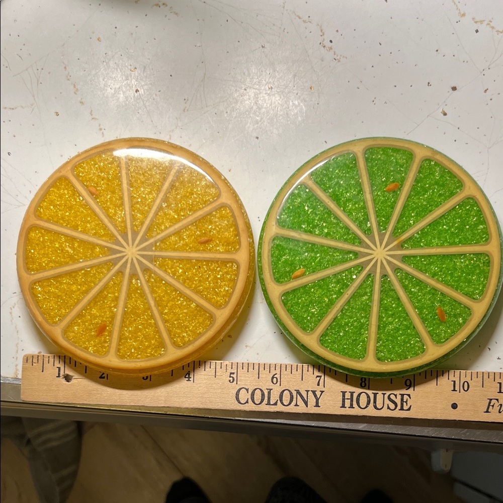 Citrus Slice Gel Coasters Set - Yellow and Green